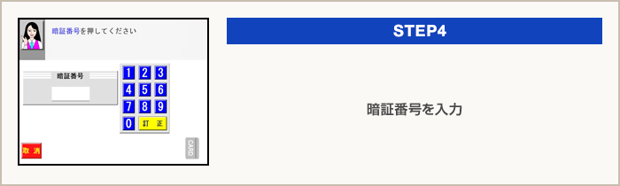 STEP4：暗証番号を入力