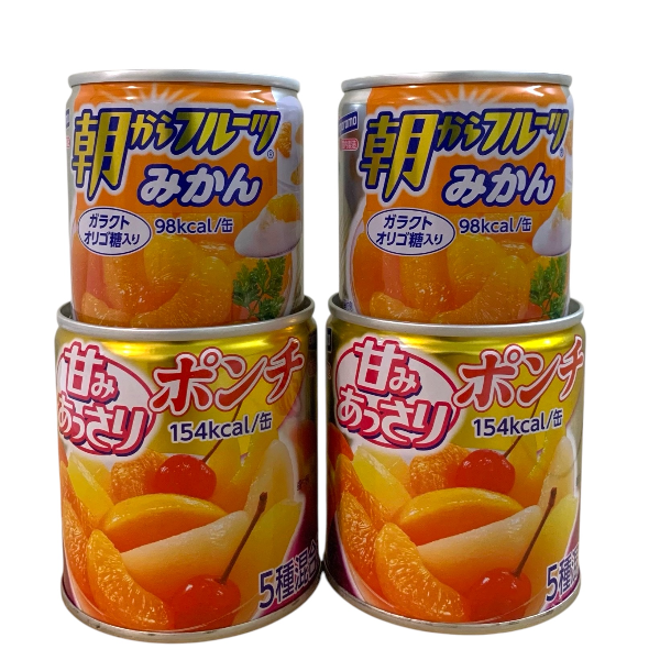 はごろも 朝からフルーツみかん ＆ あまみあっさりポンチ 缶詰（２種） 各２缶セット