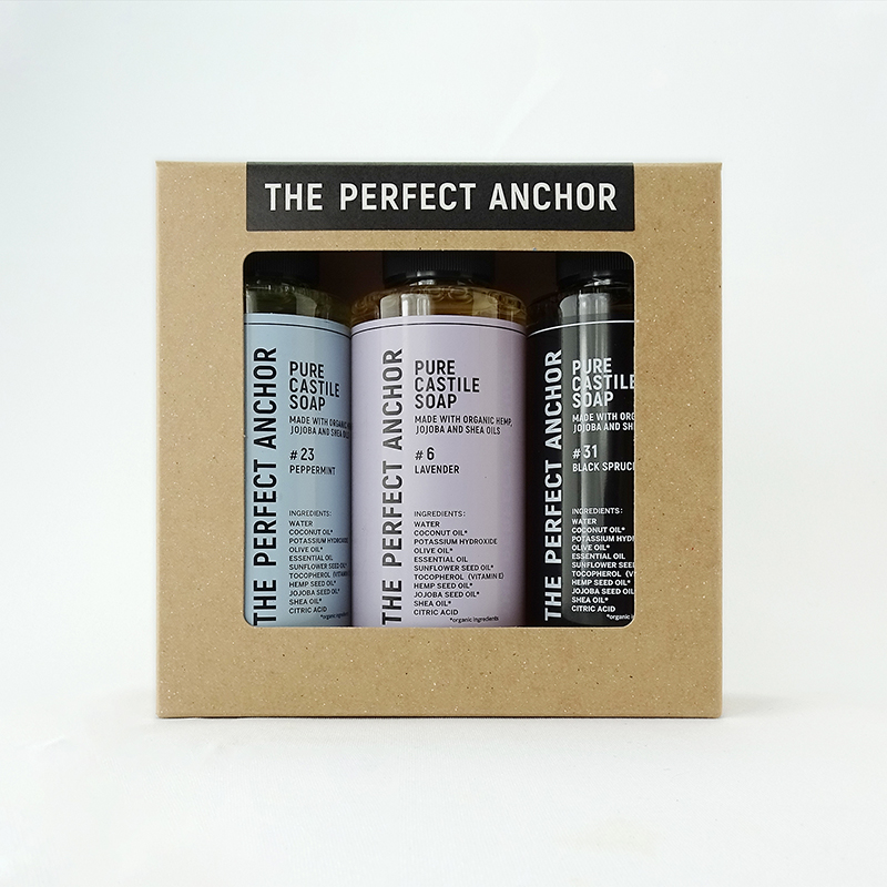 The Perfect Anchor トライアルセット（118ml ペパーミント・ラベンダー・ブラックスプルース各一本）