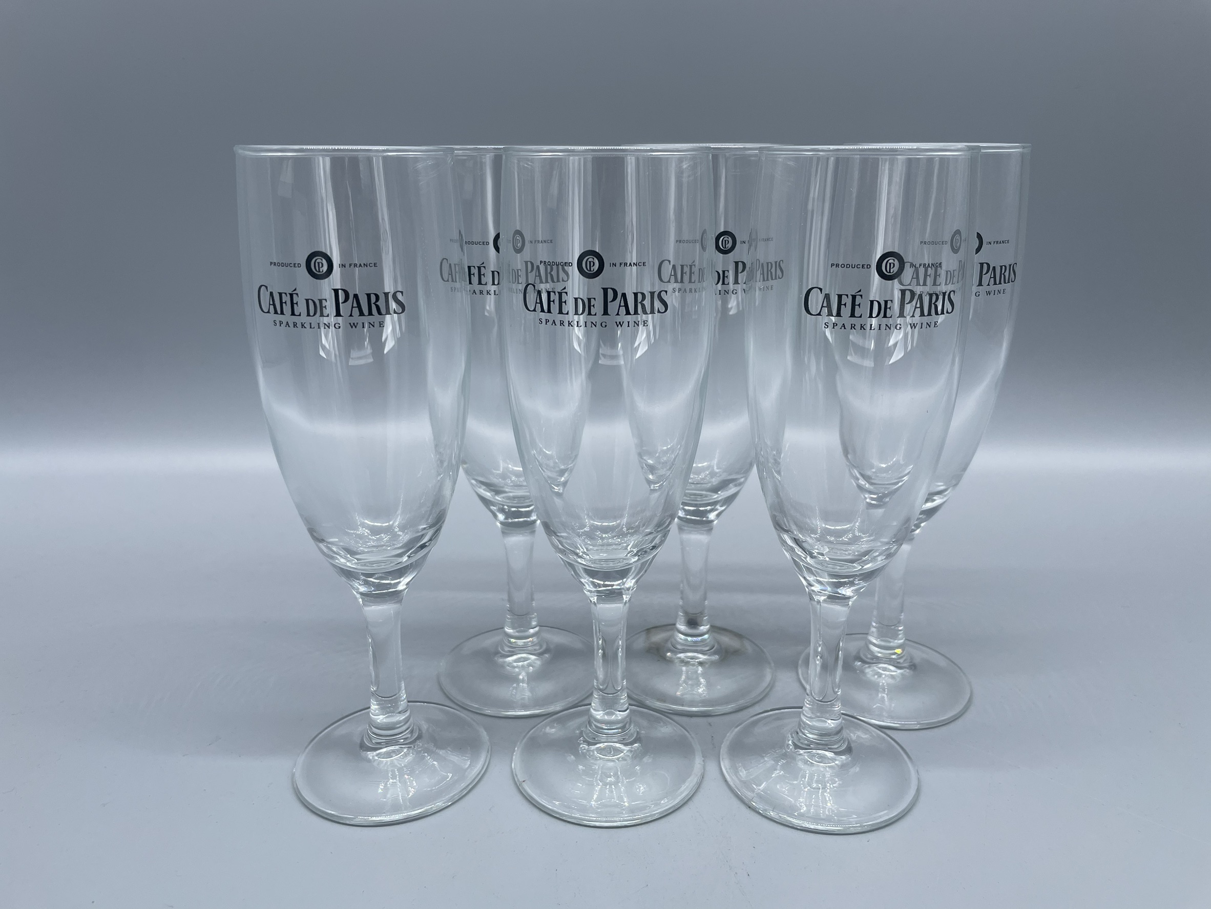 シャンパングラス　カフェドパリ ロゴ入り リュミナルク フルートシャンパングラス　170ml×6脚セット