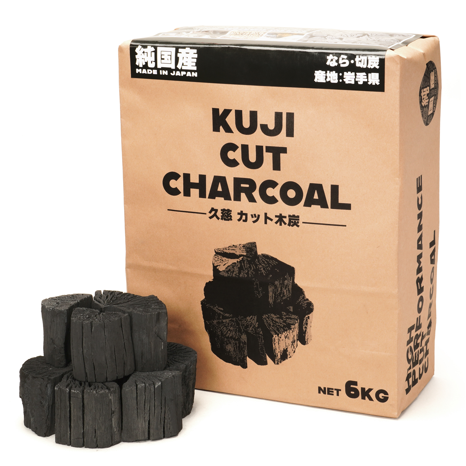 【国産木炭】 久慈 カット木炭 6kg KUJI CUT CHARCOAL なら 切炭 木炭 なら切炭 キャンプ バーベキュー 岩手県産【送料無料（一部地域除く）】