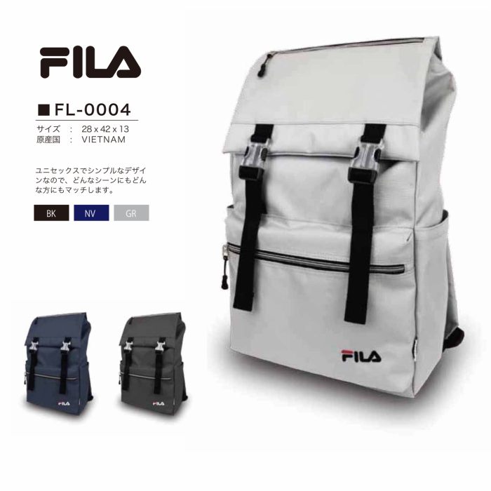 FILA フィラ リュック かぶせタイプ フラップリュック シンプルデザイン 撥水 軽量 おでかけ 普段使い アウトドア 旅行 買い物 部活 通勤 通学 カジュアル メンズ レディース キッズ 男女兼用 約15リットル FL-0004