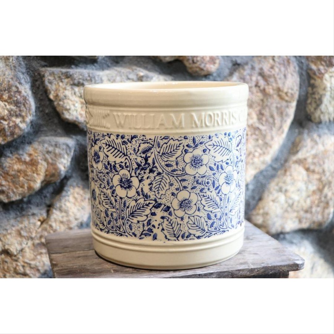 ウイリアムモリス William Morris フローラルシリンダー Ｍサイズ ブルー 陶器鉢 植木鉢