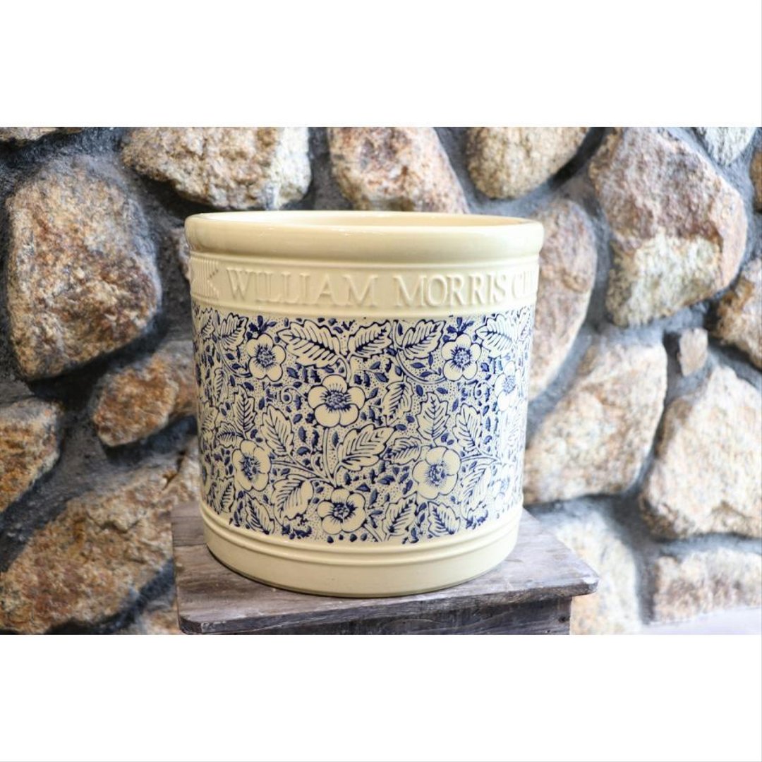 ウイリアムモリス William Morris フローラルシリンダー Ｌサイズ ブルー 陶器鉢 植木鉢