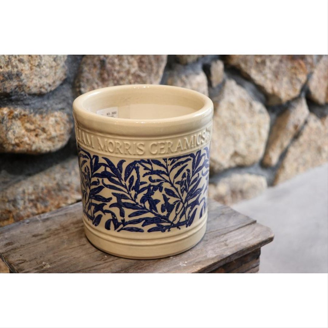 ウイリアムモリス William Morris リーフシリンダー Ｓサイズ ブルー 陶器鉢 植木鉢