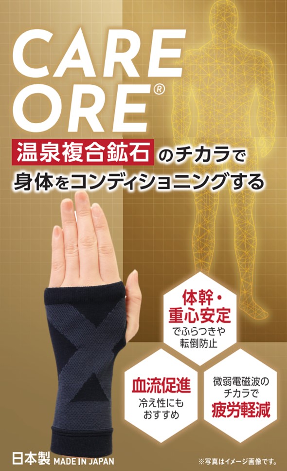 【超固定薄型 手の甲サポーター左右兼用1枚】　特許技術　体幹・重心安定・疲労軽減・パワーアップ　アスリート　運動　力仕事　ケアオール　男女兼用　ユニセックス　日本製