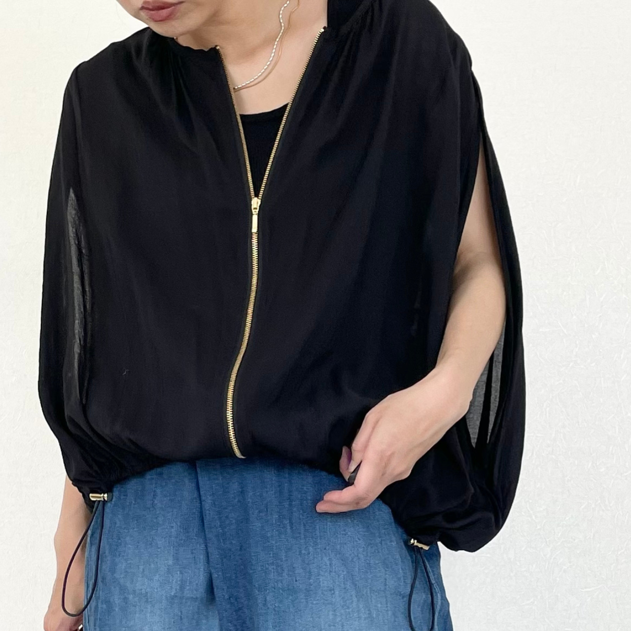 Sheer melange tops