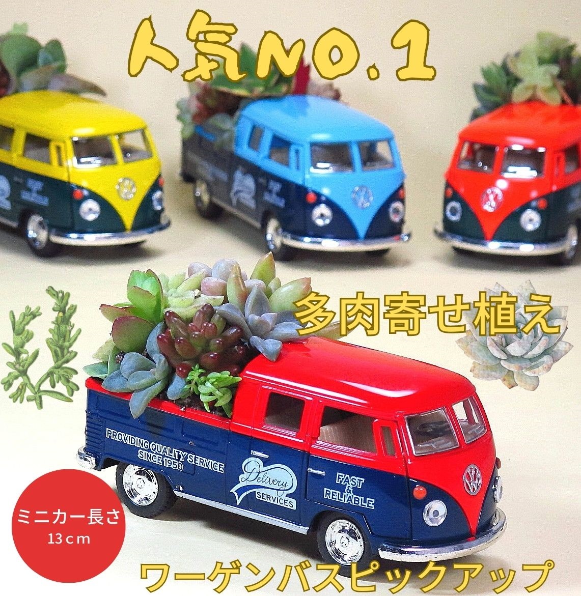 多肉カーポット 多肉植物寄せ植え ワーゲンミニカーセット 観葉植物 【送料無料】