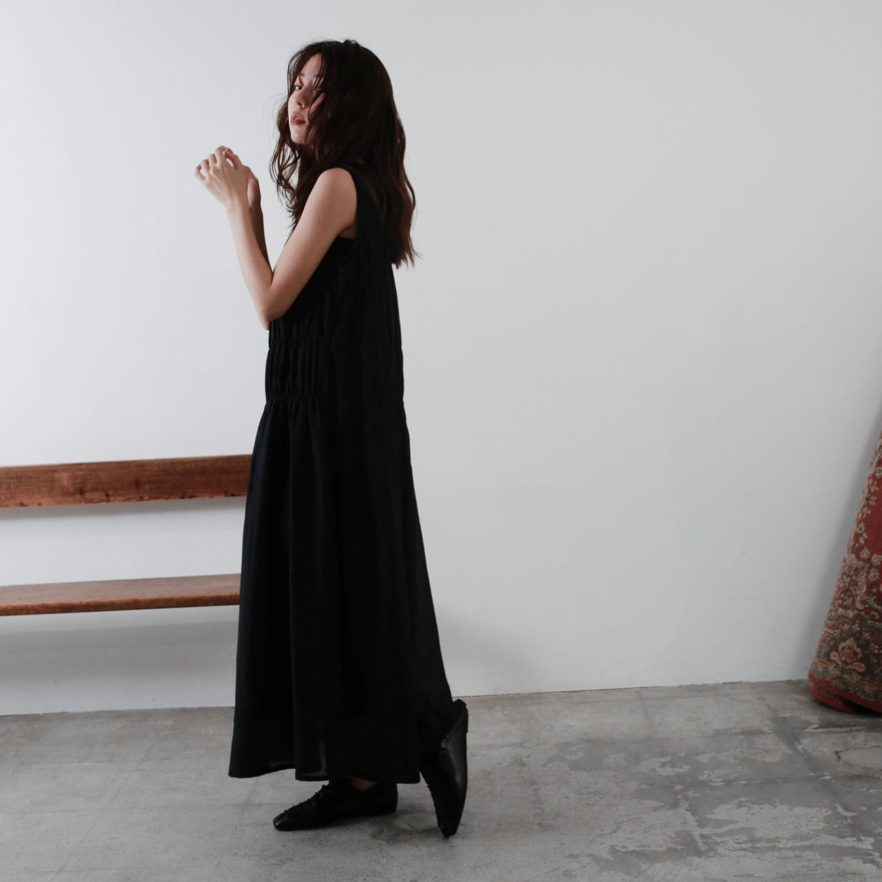 Cotton silk long onepiece