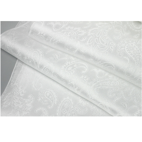 (京都 丹後 日本製) 草木染できるシルク100% シルクサテン(ペイズリー織柄)の縫製済み 白スカーフ size 45×150cm 大判ロングスカーフ縫製