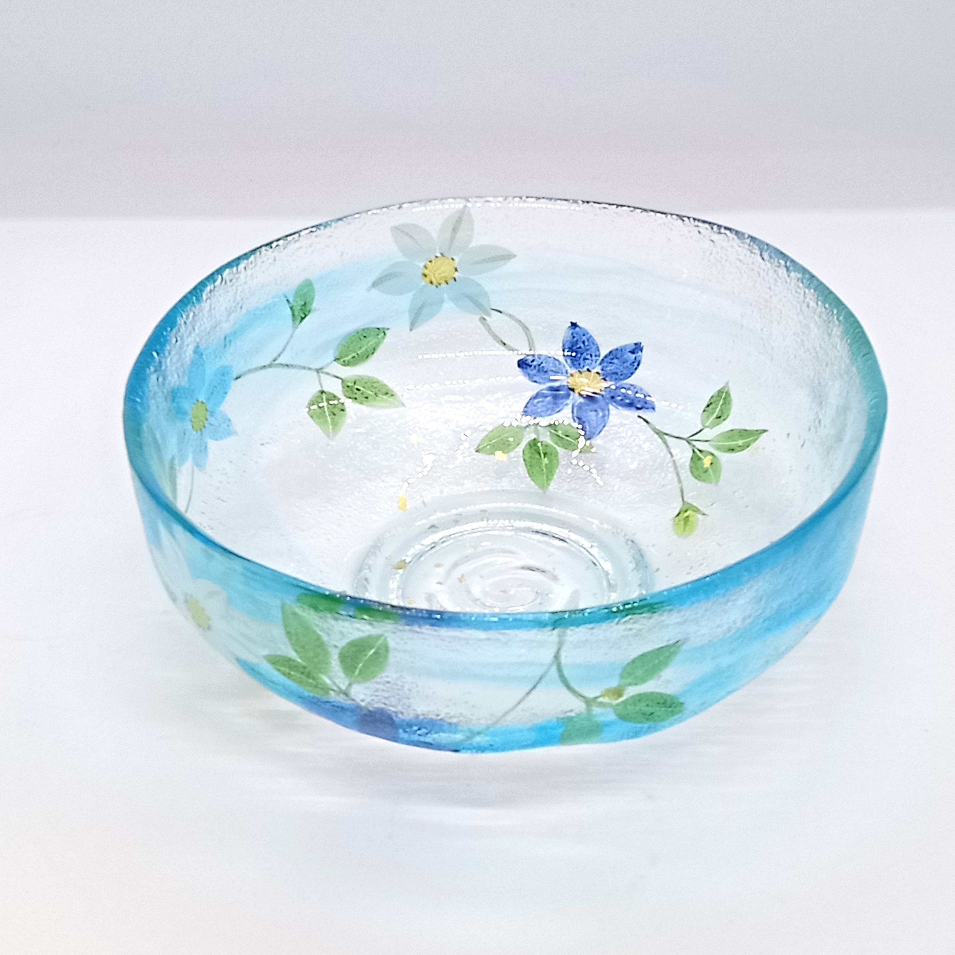 『鉄線』金箔散らし馬盥ガラス茶碗