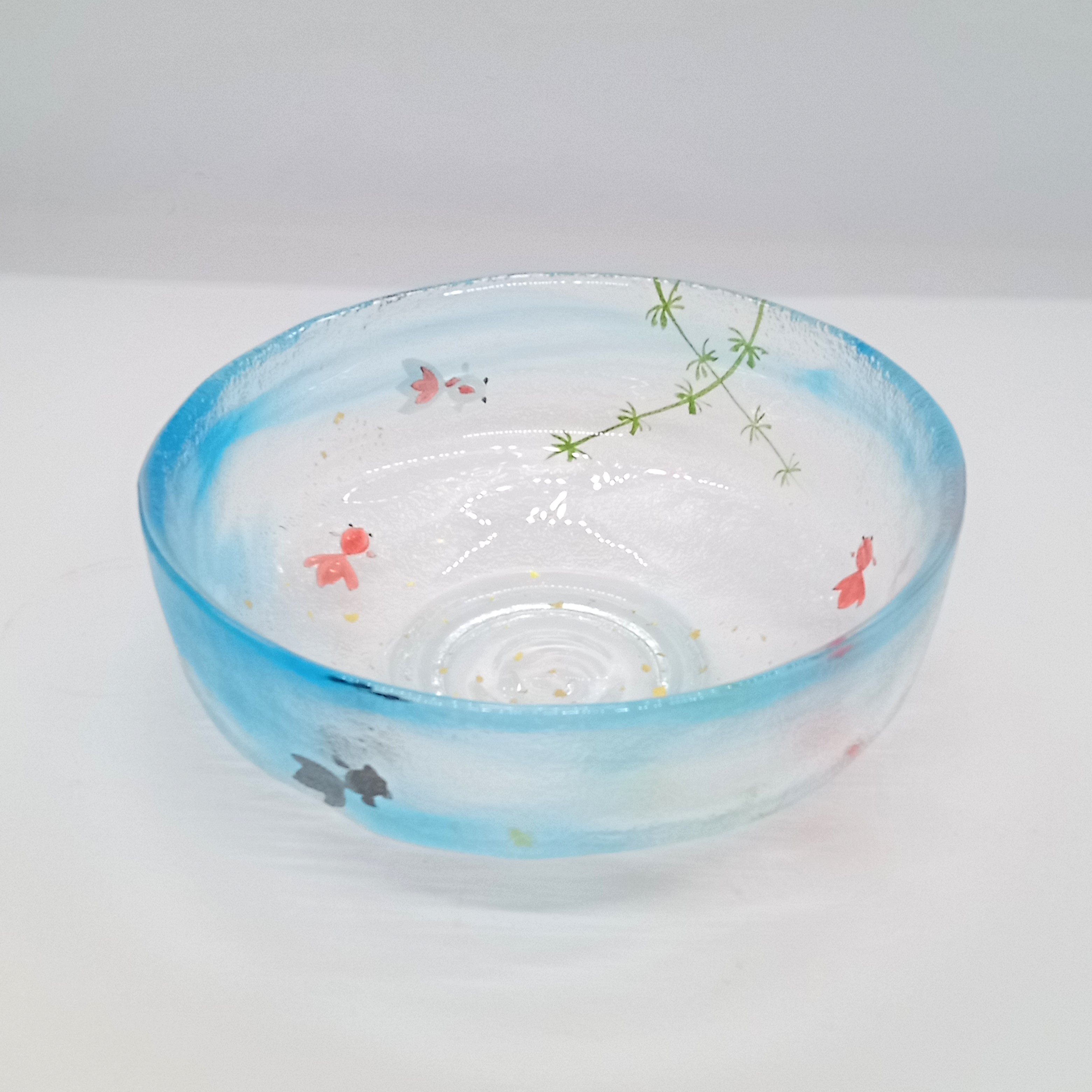 『金魚』金箔散らし馬盥ガラス茶碗