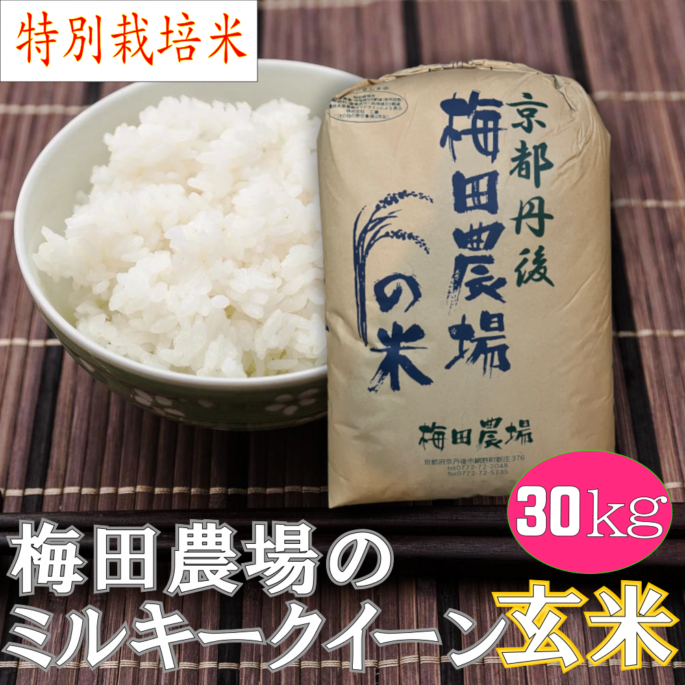特別栽培米 梅田農場の京都丹後ミルキークイーン玄米30kg「令和4年産」