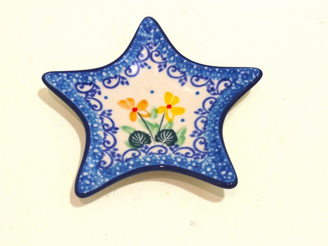 ポーリッシュポタリー　豆皿　　スター11ｃｍ