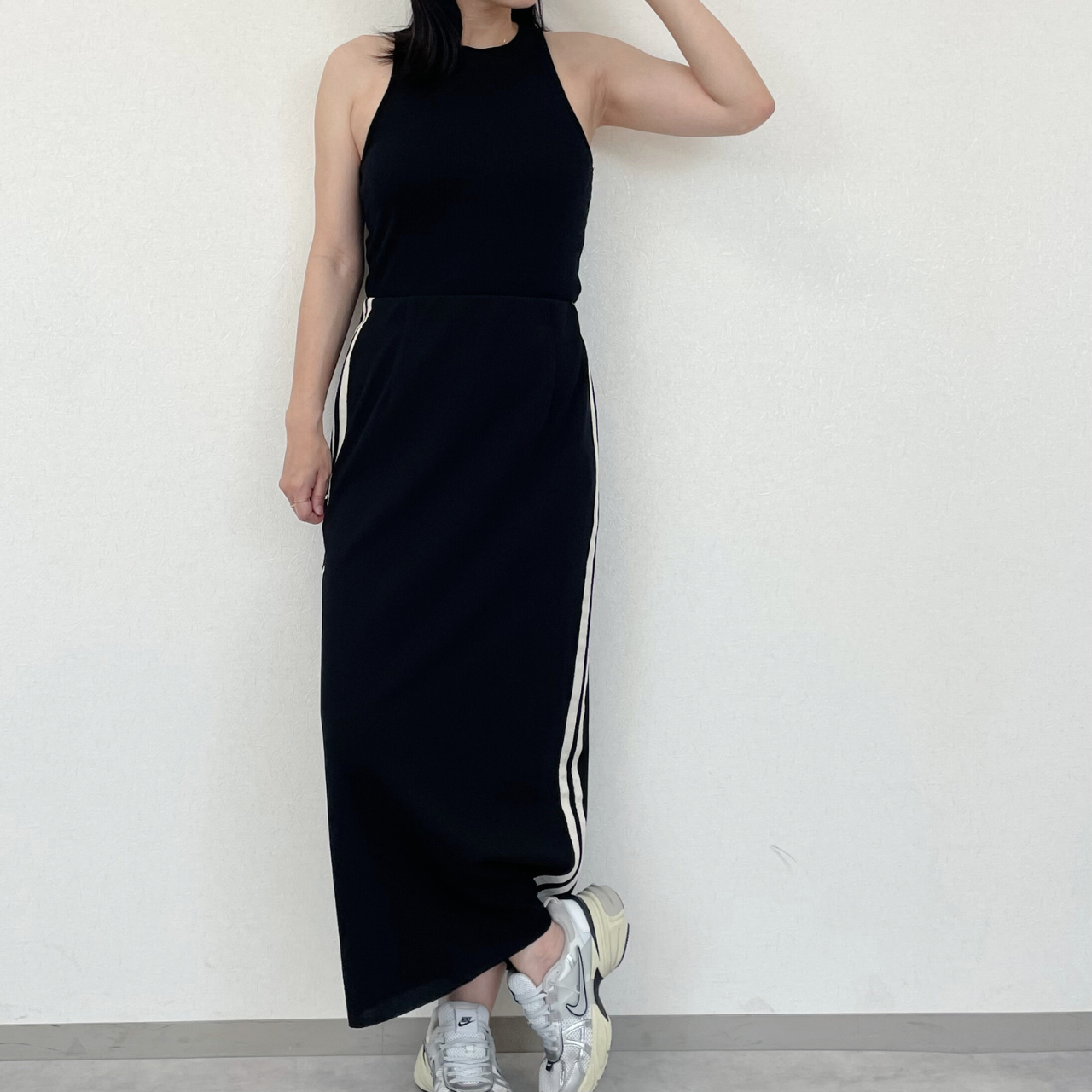Side line georgette long skirt
