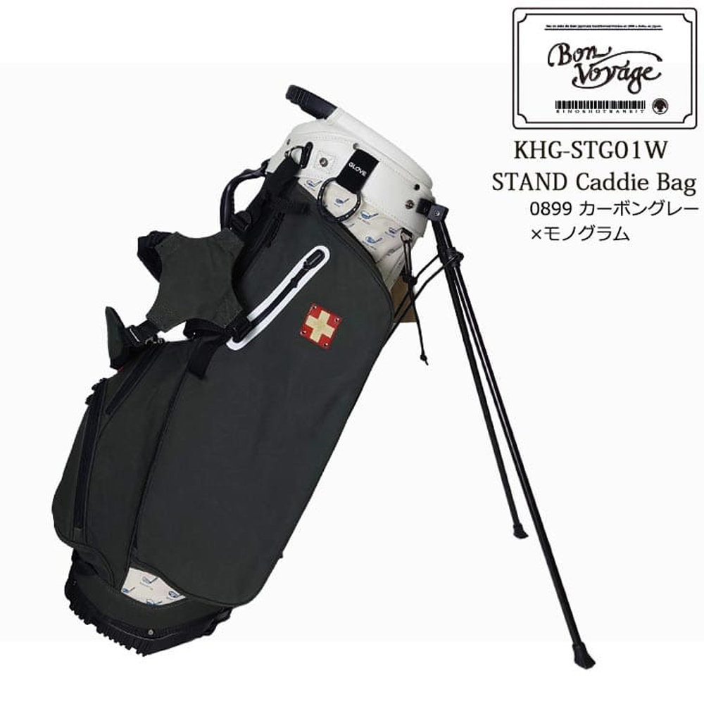 木の庄帆布 KinoshoTRANSIT KHG-STG01W 帆布スタンドキャディバッグ 2023年モデル 0899 カーボングレー×モノグラム