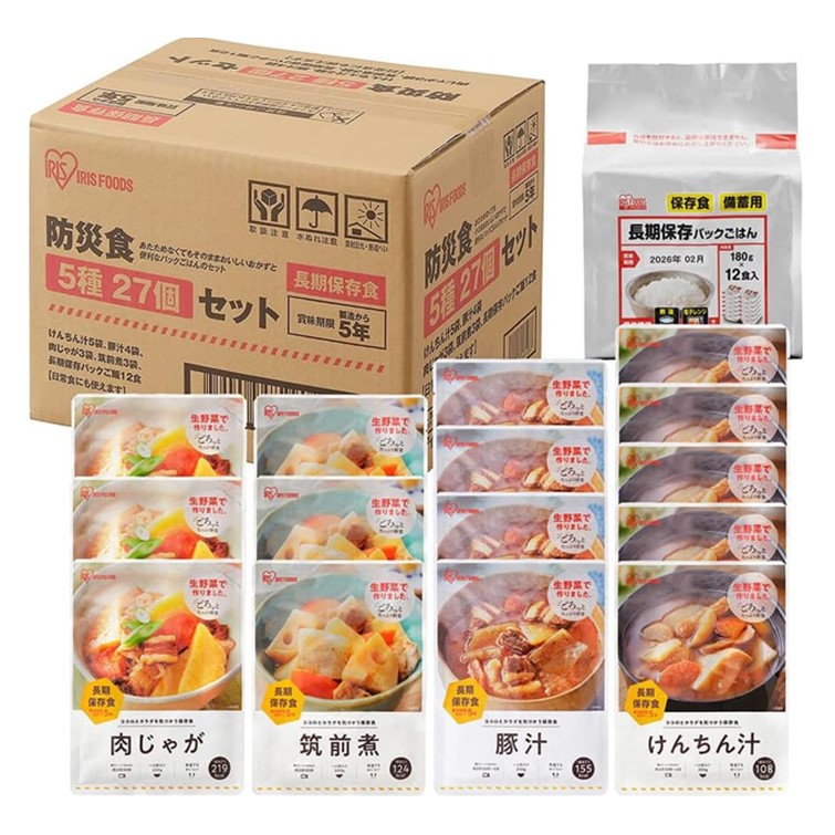【アウトレット】アイリスフーズ 防災食　５種27食セット