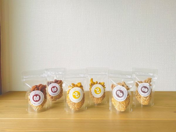 もち米炒り玄米とナッツ3種　6個詰め合わせ
