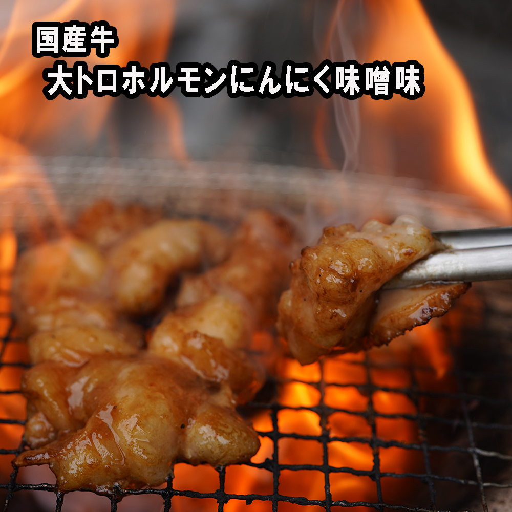 幸福亭  国産牛 大トロホルモン にんにく味噌味 800ｇ ホルモン 肉 焼肉 小腸 牛もつ ホルモン焼き BBQ  大蒜