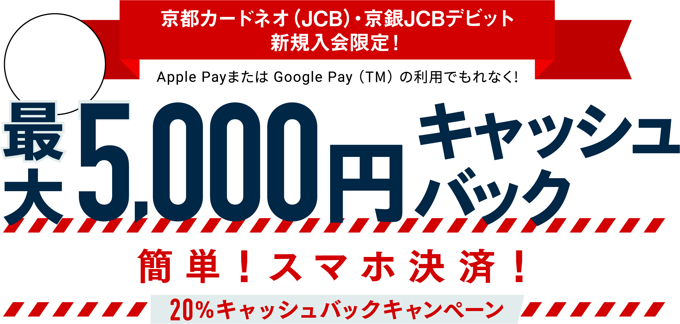 JCBカード新規入会限定! 最大5,000円キャッシュバック 簡単!スマホ決済!20%キャッシュバックキャンペーン