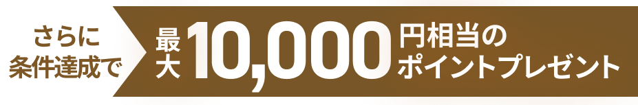 さらに条件達成で最大10,000円相当のポイントプレゼント