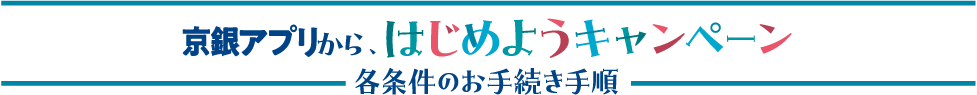 京銀アプリから、はじめようキャンペーン各条件のお手続き手順