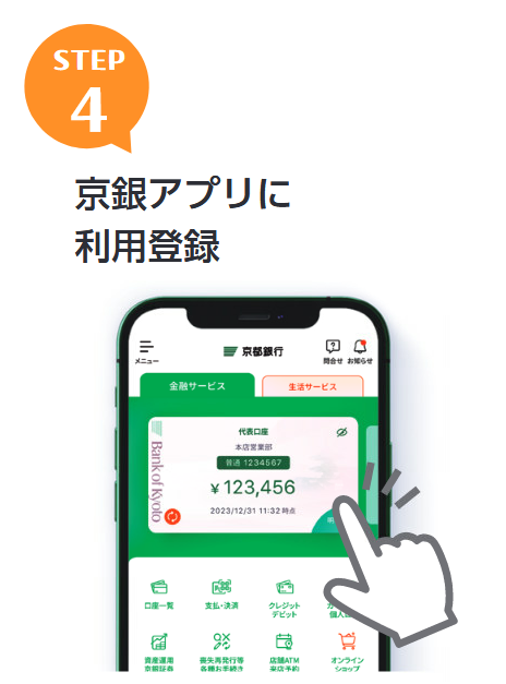 STEP４　京銀アプリに利用登録