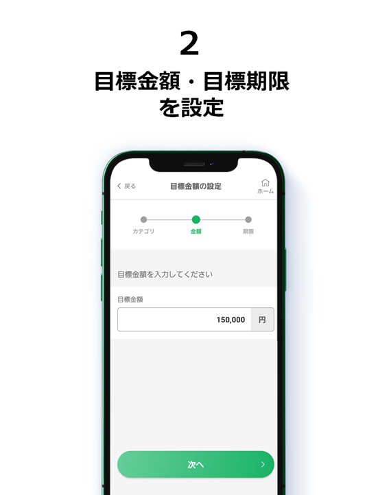 ２．目標金額・目標期限を設定