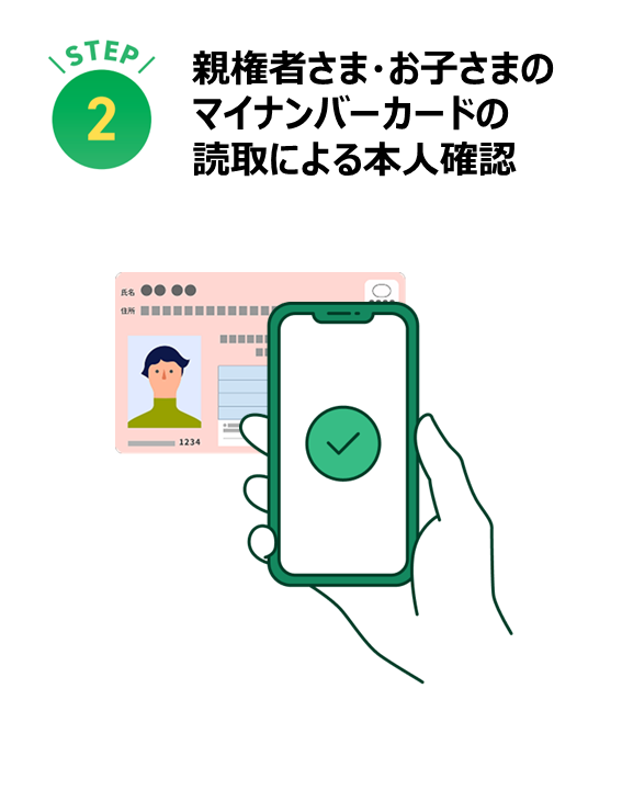 親権者さま・お子さまの マイナンバーカードの 読取による本人確認