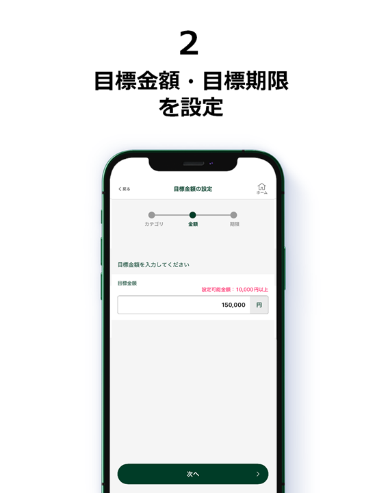 ２．目標金額・目標期限を設定
