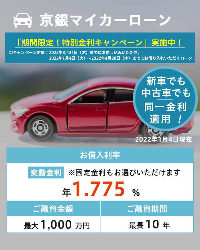 京銀マイカーローン かりる 京都銀行
