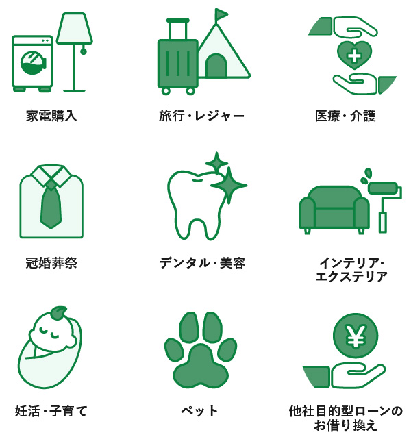 お使いみちが明確な資金に幅広く対応！