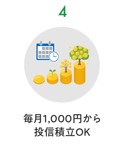 4 毎月1,000円から 投信積立OK