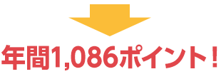 1.2.3の合計で年間1,086ポイントが貯まります！