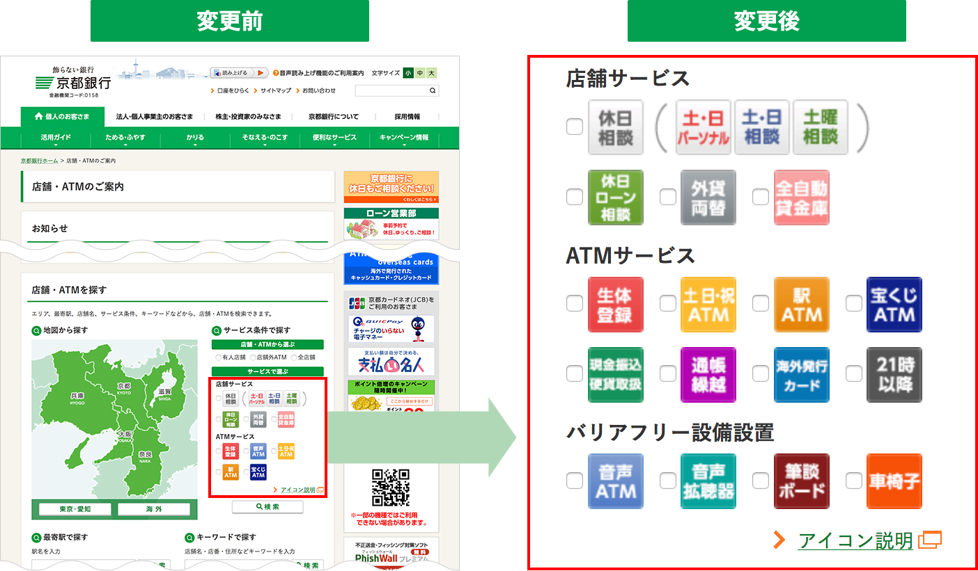 店舗 Atmのご案内 の機能改善を実施しました 京都銀行からのお知らせ 京都銀行