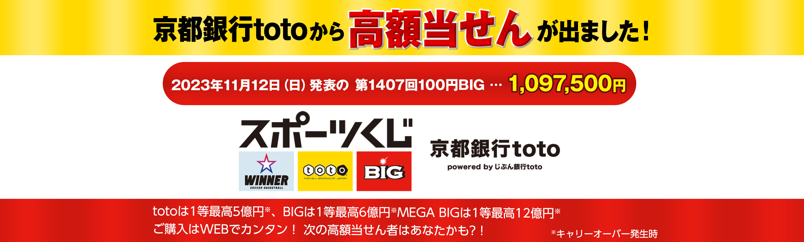 京都銀行toto 高額当選が出ました！